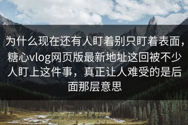 为什么现在还有人盯着别只盯着表面，糖心vlog网页版最新地址这回被不少人盯上这件事，真正让人难受的是后面那层意思