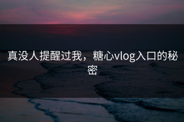 真没人提醒过我，糖心vlog入口的秘密