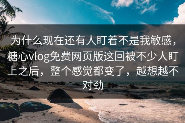 为什么现在还有人盯着不是我敏感，糖心vlog免费网页版这回被不少人盯上之后，整个感觉都变了，越想越不对劲
