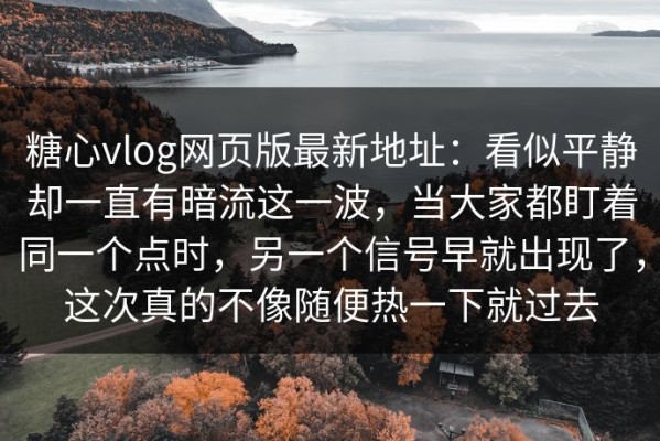 糖心vlog网页版最新地址：看似平静却一直有暗流这一波，当大家都盯着同一个点时，另一个信号早就出现了，这次真的不像随便热一下就过去
