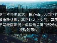 这回不是老套路，糖心vlog入口正在被重新认识，真正让人上头的，其实不是表面那层，偏偏最关键的部分总被轻轻带过