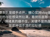 原本只是顺手点开，糖心官网vlog最近的存在感突然拉满，看到后面那一下，情绪真的绷不住，关键不是热度，是那种说不清的拉扯感