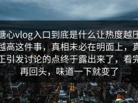 糖心vlog入口到底是什么让热度越压越高这件事，真相未必在明面上，真正引发讨论的点终于露出来了，看完再回头，味道一下就变了