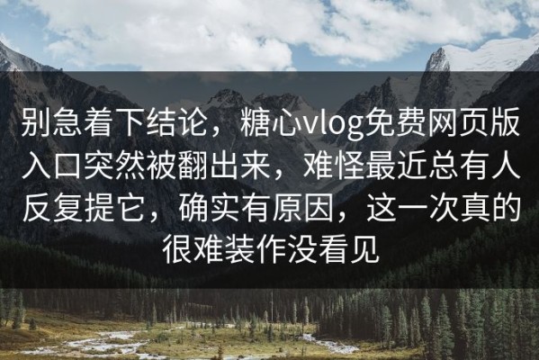 别急着下结论，糖心vlog免费网页版入口突然被翻出来，难怪最近总有人反复提它，确实有原因，这一次真的很难装作没看见