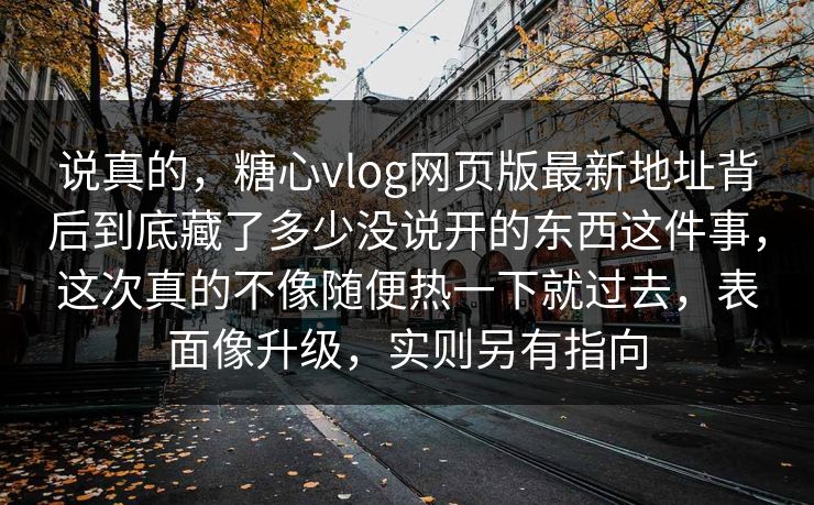 说真的，糖心vlog网页版最新地址背后到底藏了多少没说开的东西这件事，这次真的不像随便热一下就过去，表面像升级，实则另有指向