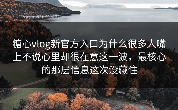 糖心vlog新官方入口为什么很多人嘴上不说心里却很在意这一波，最核心的那层信息这次没藏住