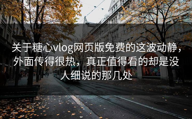 关于糖心vlog网页版免费的这波动静，外面传得很热，真正值得看的却是没人细说的那几处