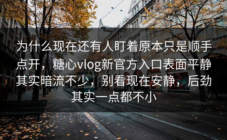 为什么现在还有人盯着原本只是顺手点开，糖心vlog新官方入口表面平静其实暗流不少，别看现在安静，后劲其实一点都不小