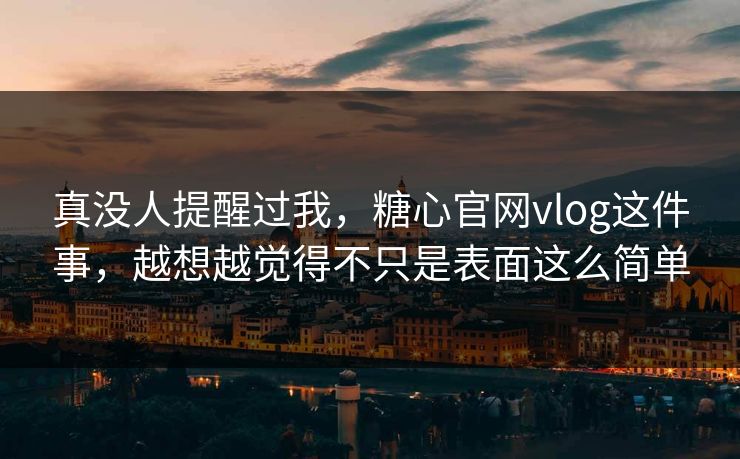 真没人提醒过我，糖心官网vlog这件事，越想越觉得不只是表面这么简单