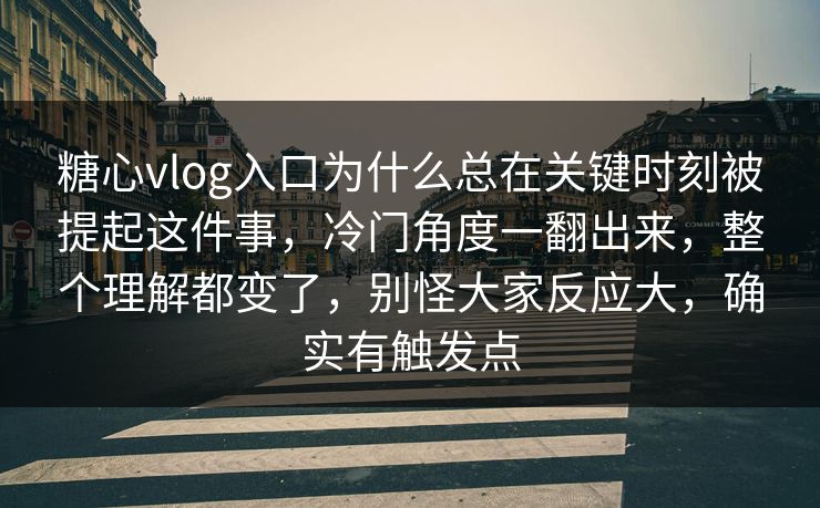 糖心vlog入口为什么总在关键时刻被提起这件事，冷门角度一翻出来，整个理解都变了，别怪大家反应大，确实有触发点
