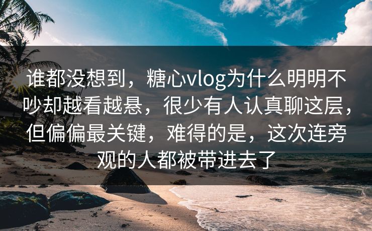 谁都没想到，糖心vlog为什么明明不吵却越看越悬，很少有人认真聊这层，但偏偏最关键，难得的是，这次连旁观的人都被带进去了