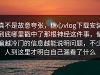 真不是故意夸张，糖心vlog下载安装到底哪里戳中了那根神经这件事，偏偏越冷门的信息越能说明问题，不少人到这里才明白自己漏看了什么