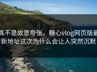 真不是故意夸张，糖心vlog网页版最新地址这次为什么会让人突然沉默