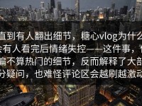 直到有人翻出细节，糖心vlog为什么会有人看完后情绪失控——这件事，偏偏不算热门的细节，反而解释了大部分疑问，也难怪评论区会越刷越激动