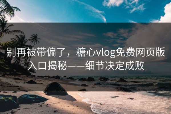 别再被带偏了，糖心vlog免费网页版入口揭秘——细节决定成败