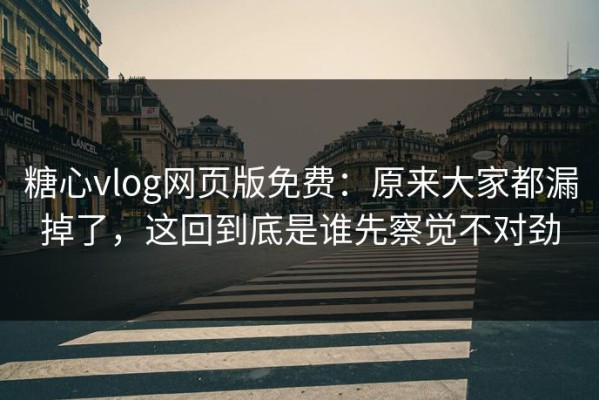 糖心vlog网页版免费：原来大家都漏掉了，这回到底是谁先察觉不对劲