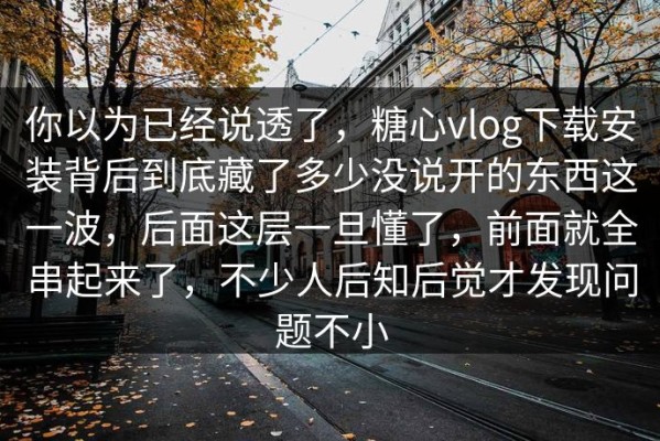 你以为已经说透了，糖心vlog下载安装背后到底藏了多少没说开的东西这一波，后面这层一旦懂了，前面就全串起来了，不少人后知后觉才发现问题不小