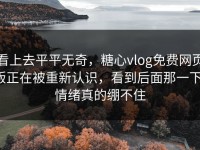看上去平平无奇，糖心vlog免费网页版正在被重新认识，看到后面那一下，情绪真的绷不住
