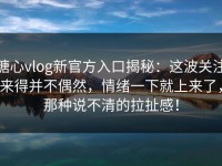 糖心vlog新官方入口揭秘：这波关注来得并不偶然，情绪一下就上来了，那种说不清的拉扯感！