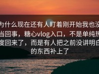 为什么现在还有人盯着刚开始我也没当回事，糖心vlog入口，不是单纯热度回来了，而是有人把之前没讲明白的东西补上了
