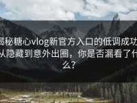 揭秘糖心vlog新官方入口的低调成功：从隐藏到意外出圈，你是否漏看了什么？