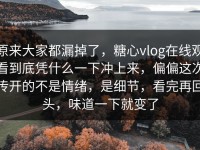 原来大家都漏掉了，糖心vlog在线观看到底凭什么一下冲上来，偏偏这次传开的不是情绪，是细节，看完再回头，味道一下就变了
