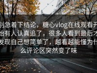 别急着下结论，糖心vlog在线观看开始有人认真追了，很多人看到最后才发现自己想简单了，越看越能懂为什么评论区突然变了味