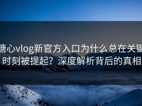 糖心vlog新官方入口为什么总在关键时刻被提起？深度解析背后的真相