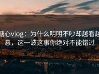 糖心vlog：为什么明明不吵却越看越悬，这一波这事你绝对不能错过