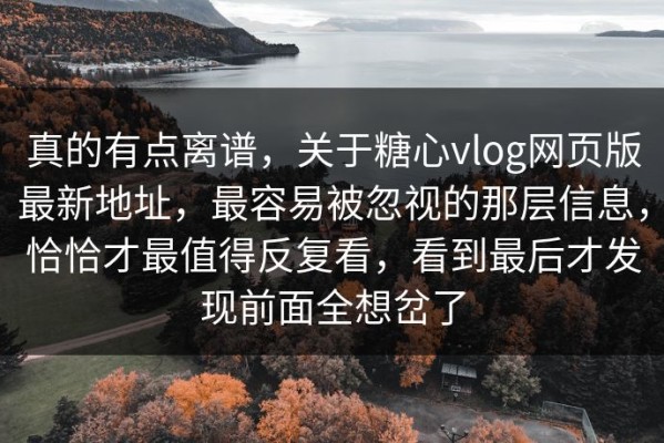真的有点离谱，关于糖心vlog网页版最新地址，最容易被忽视的那层信息，恰恰才最值得反复看，看到最后才发现前面全想岔了