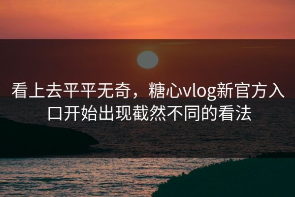 看上去平平无奇，糖心vlog新官方入口开始出现截然不同的看法