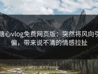 糖心vlog免费网页版：突然将风向引偏，带来说不清的情感拉扯