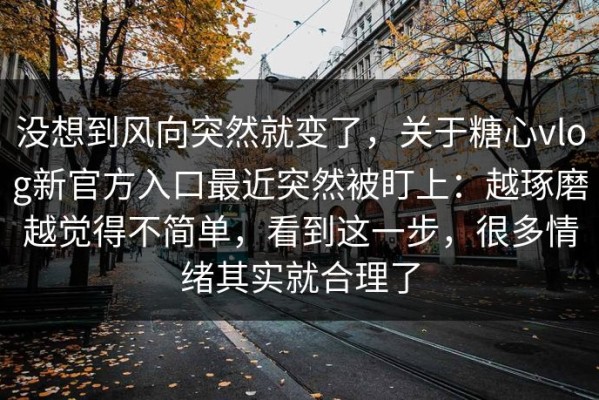 没想到风向突然就变了，关于糖心vlog新官方入口最近突然被盯上：越琢磨越觉得不简单，看到这一步，很多情绪其实就合理了