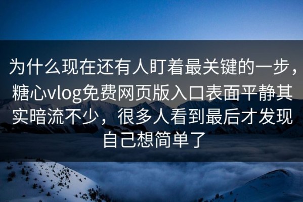 为什么现在还有人盯着最关键的一步，糖心vlog免费网页版入口表面平静其实暗流不少，很多人看到最后才发现自己想简单了