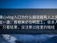 糖心vlog入口为什么越说越有人上头这一波，真相未必在明面上，很多人只看结果，没注意过程里的暗线