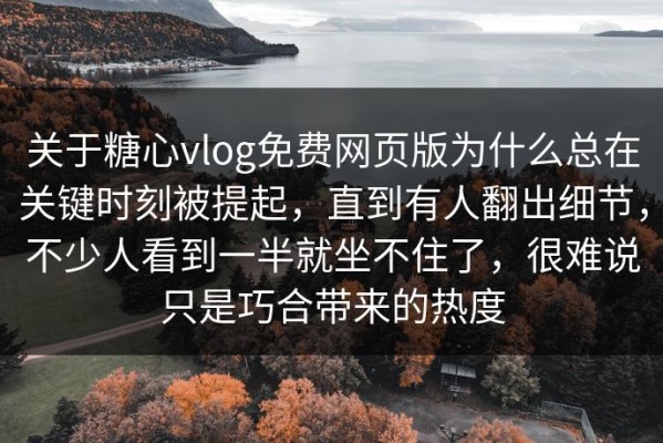 关于糖心vlog免费网页版为什么总在关键时刻被提起，直到有人翻出细节，不少人看到一半就坐不住了，很难说只是巧合带来的热度