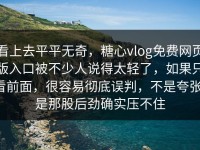 看上去平平无奇，糖心vlog免费网页版入口被不少人说得太轻了，如果只看前面，很容易彻底误判，不是夸张，是那股后劲确实压不住