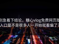 别急着下结论，糖心vlog免费网页版入口是不是很多人一开始就看偏了？