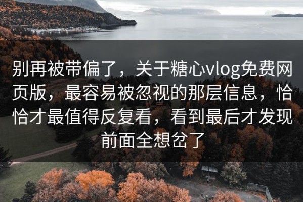 别再被带偏了，关于糖心vlog免费网页版，最容易被忽视的那层信息，恰恰才最值得反复看，看到最后才发现前面全想岔了