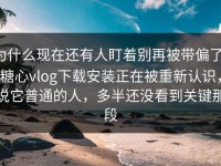 为什么现在还有人盯着别再被带偏了，糖心vlog下载安装正在被重新认识，说它普通的人，多半还没看到关键那段