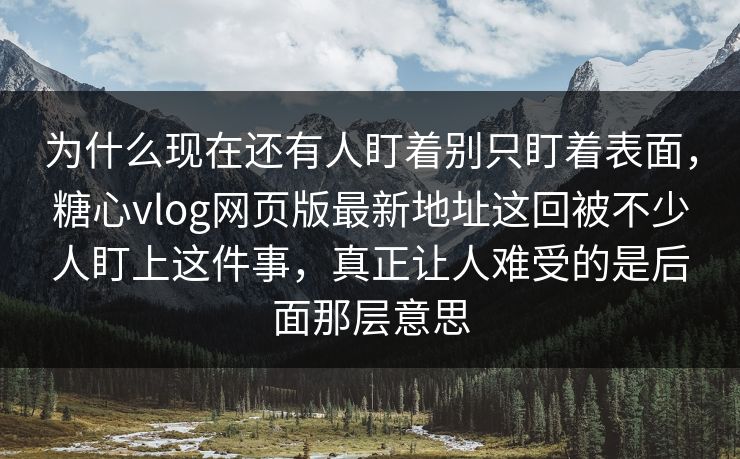 为什么现在还有人盯着别只盯着表面，糖心vlog网页版最新地址这回被不少人盯上这件事，真正让人难受的是后面那层意思