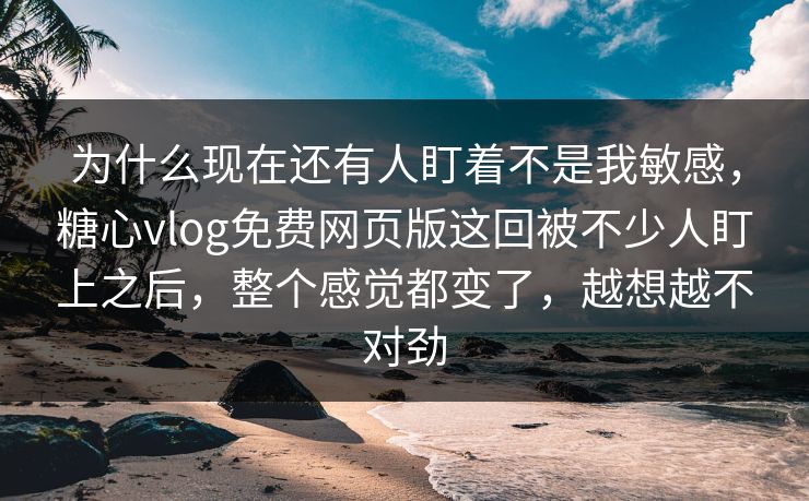 为什么现在还有人盯着不是我敏感，糖心vlog免费网页版这回被不少人盯上之后，整个感觉都变了，越想越不对劲