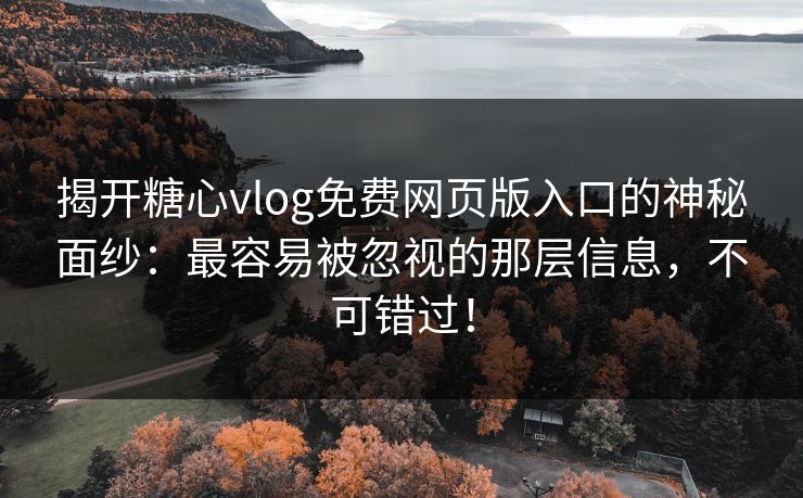 揭开糖心vlog免费网页版入口的神秘面纱：最容易被忽视的那层信息，不可错过！