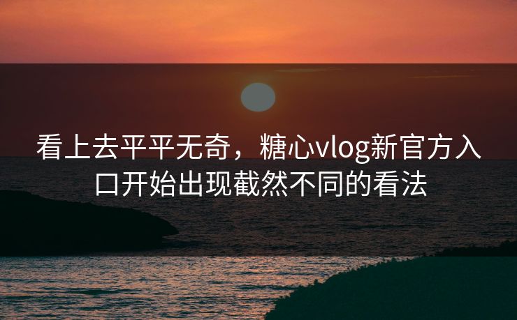 看上去平平无奇，糖心vlog新官方入口开始出现截然不同的看法