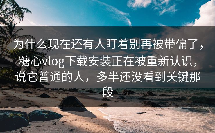为什么现在还有人盯着别再被带偏了，糖心vlog下载安装正在被重新认识，说它普通的人，多半还没看到关键那段
