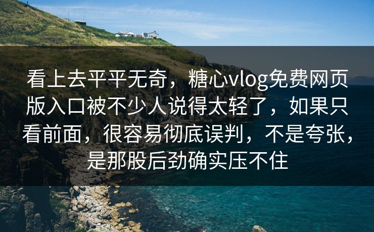 看上去平平无奇，糖心vlog免费网页版入口被不少人说得太轻了，如果只看前面，很容易彻底误判，不是夸张，是那股后劲确实压不住