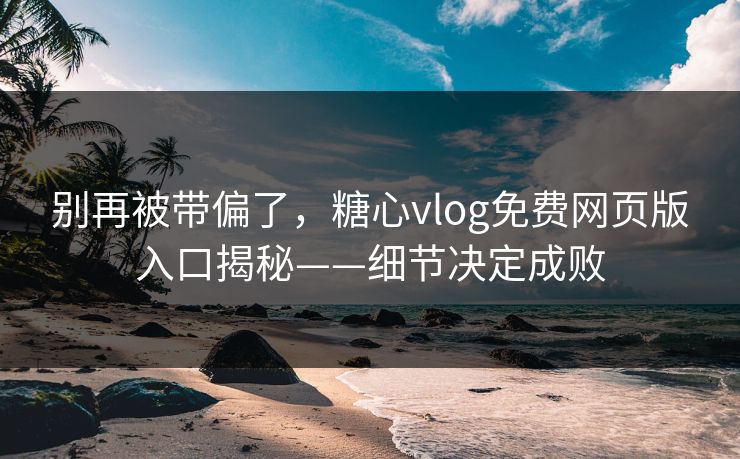 别再被带偏了，糖心vlog免费网页版入口揭秘——细节决定成败